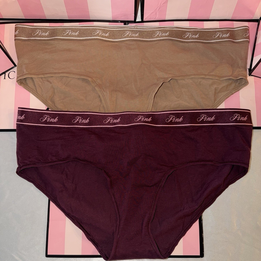Victorias Secret PINK Hipster Logo Band Rare (2) XXL Green & Burgundy